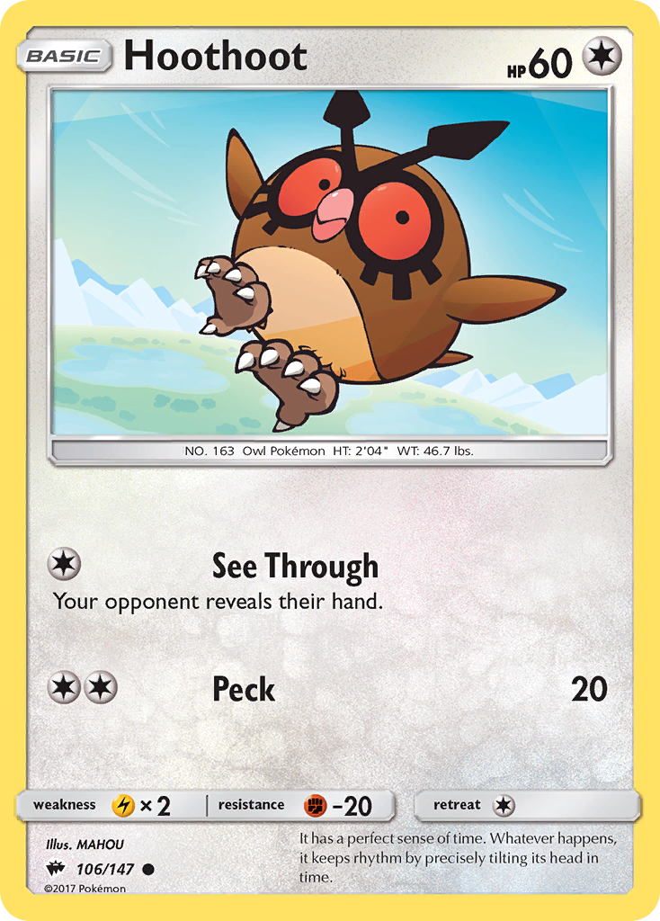 Hoothoot (106/147) [Sun & Moon: Burning Shadows] | Exor Games Bridgewater