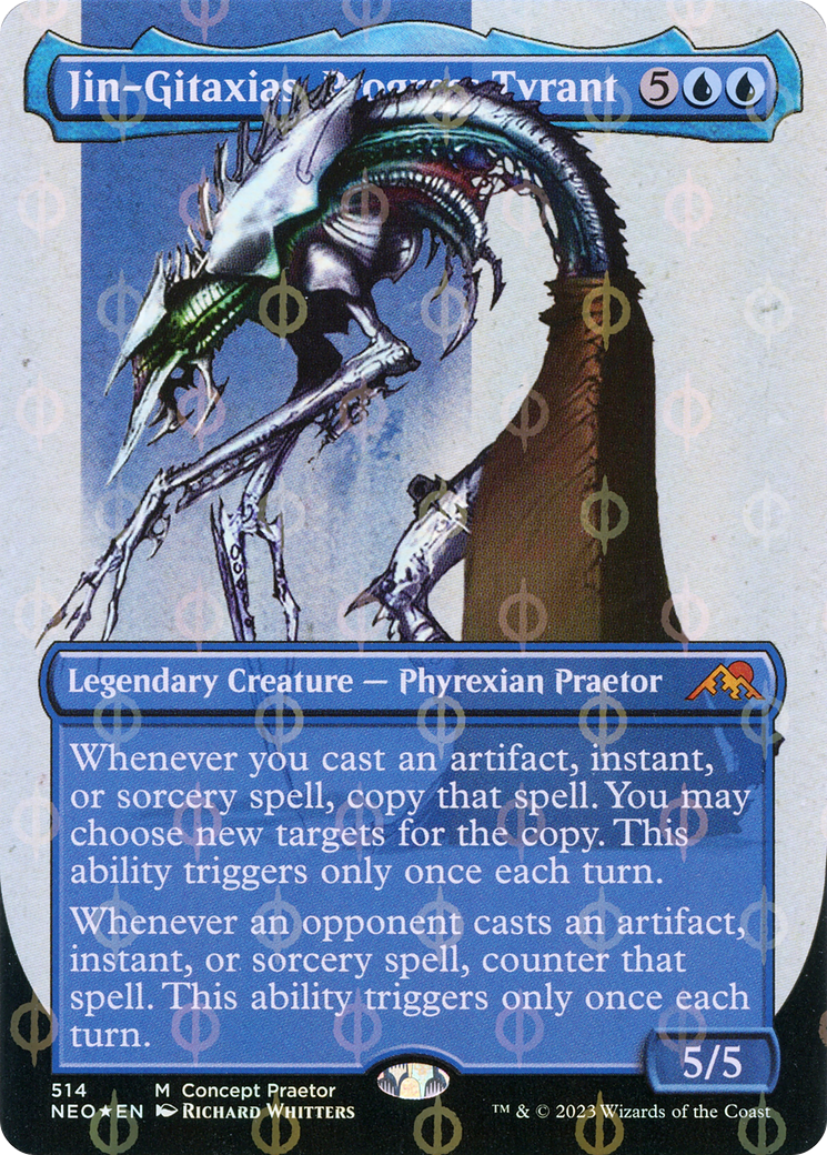 Jin-Gitaxias, Progress Tyrant (Borderless Concept Praetors Step-and-Compleat Foil) [Phyrexia: All Will Be One] | Exor Games Bridgewater