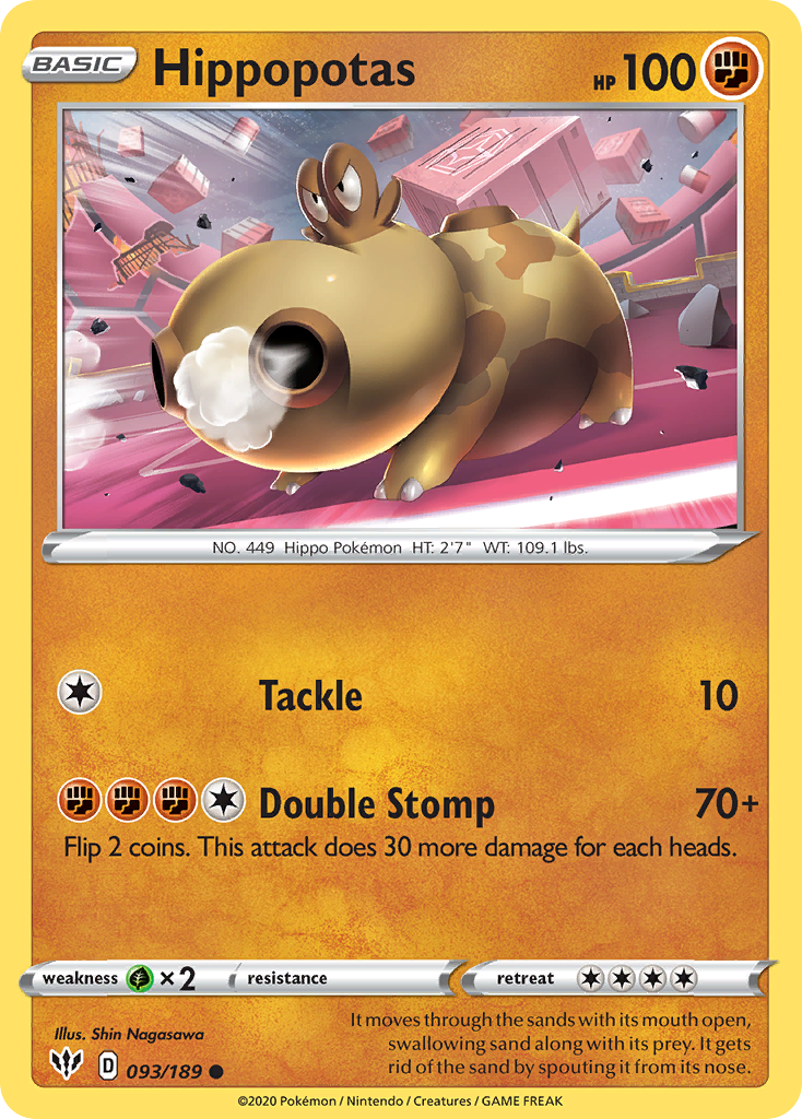 Hippopotas (093/189) [Sword & Shield: Darkness Ablaze] | Exor Games Bridgewater