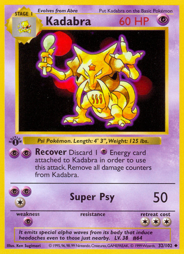 Kadabra (32/102) (Shadowless) [Base Set 1st Edition] | Exor Games Bridgewater