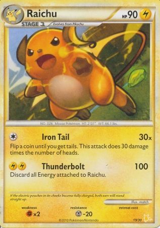 Raichu (19/30) [HeartGold & SoulSilver: Trainer Kit - Raichu] | Exor Games Bridgewater