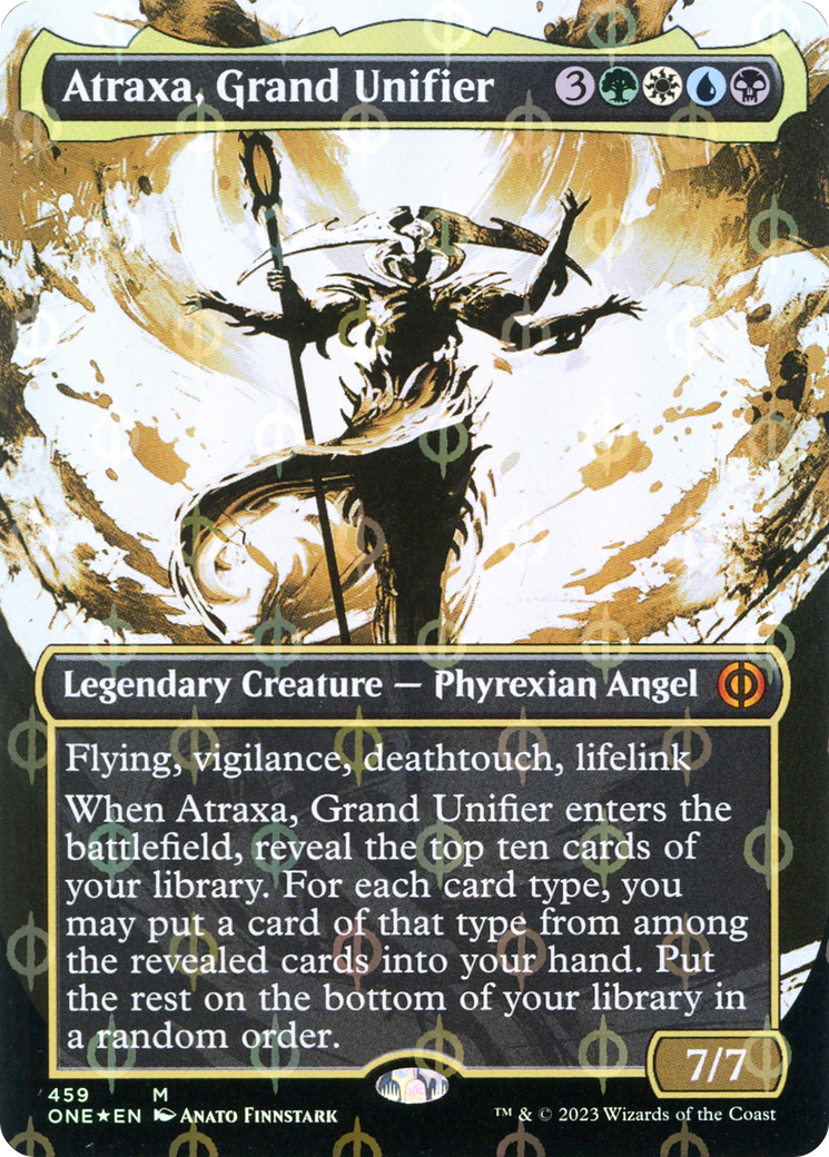 Atraxa, Grand Unifier (Borderless Ichor Step-and-Compleat Foil) [Phyrexia: All Will Be One] | Exor Games Bridgewater