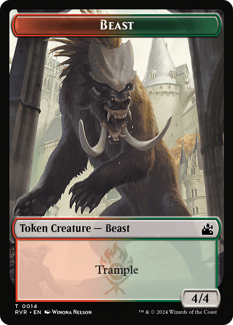 Goblin (0008) // Beast Double-Sided Token [Ravnica Remastered Tokens] | Exor Games Bridgewater