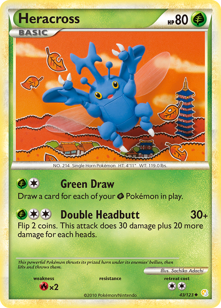 Heracross (43/123) [HeartGold & SoulSilver: Base Set] | Exor Games Bridgewater