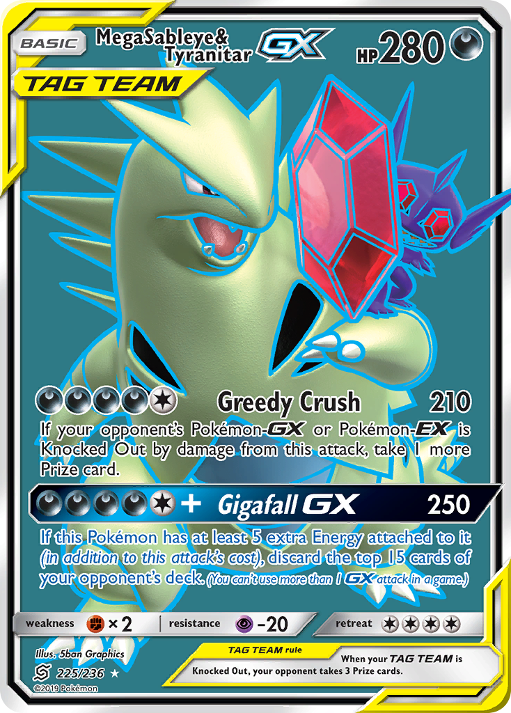 Mega Sableye & Tyranitar GX (225/236) [Sun & Moon: Unified Minds] | Exor Games Bridgewater