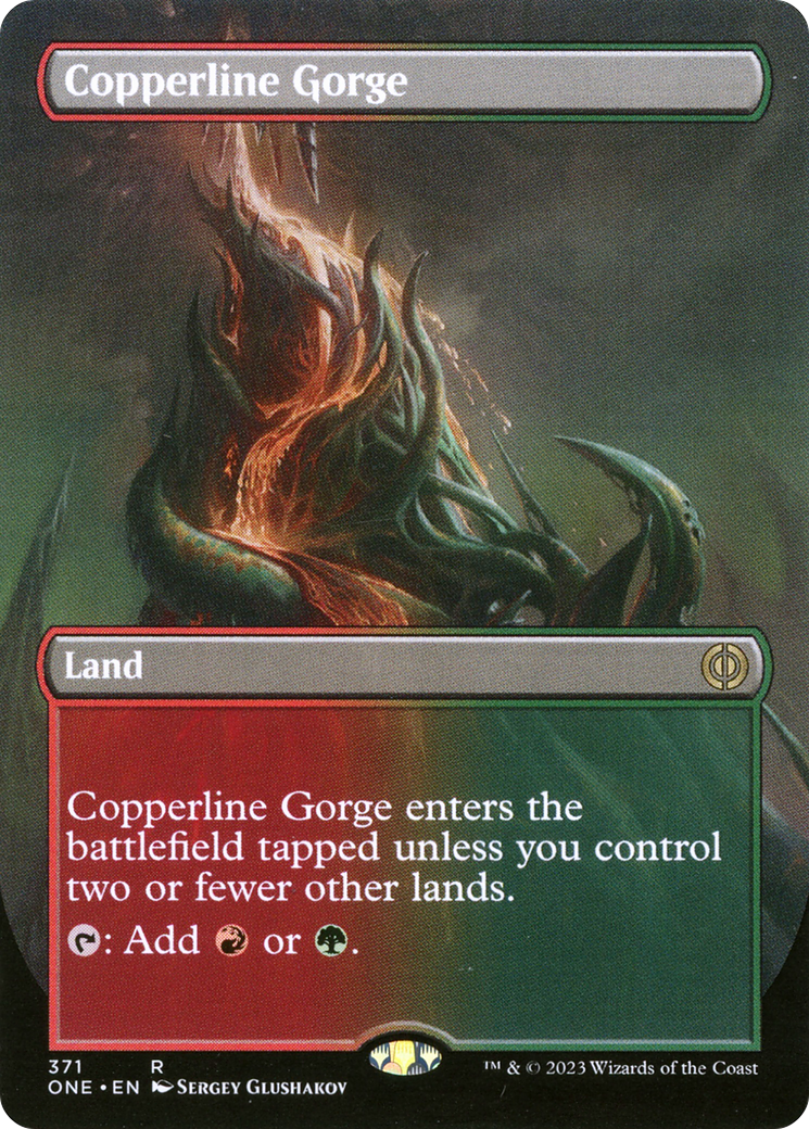 Copperline Gorge (Borderless Alternate Art) [Phyrexia: All Will Be One] | Exor Games Bridgewater