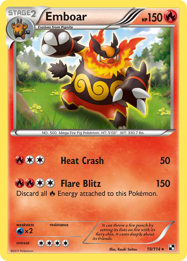 Emboar (19/114) (Cracked Ice Holo) (Theme Deck Exclusive) [Black & White: Base Set] | Exor Games Bridgewater