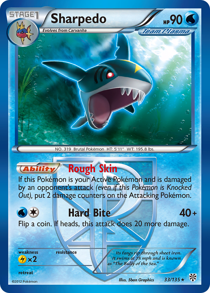 Sharpedo (33/135) [Black & White: Plasma Storm] | Exor Games Bridgewater