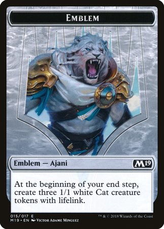 Emblem - Ajani, Adversary of Tyrants [Core Set 2019 Tokens] | Exor Games Bridgewater