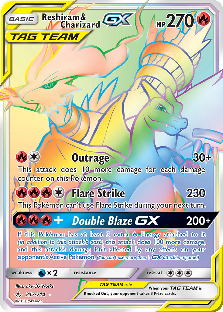 Reshiram & Charizard GX (217/214) [Sun & Moon: Unbroken Bonds] | Exor Games Bridgewater