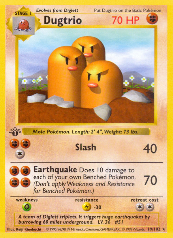 Dugtrio (19/102) (Shadowless) [Base Set 1st Edition] | Exor Games Bridgewater