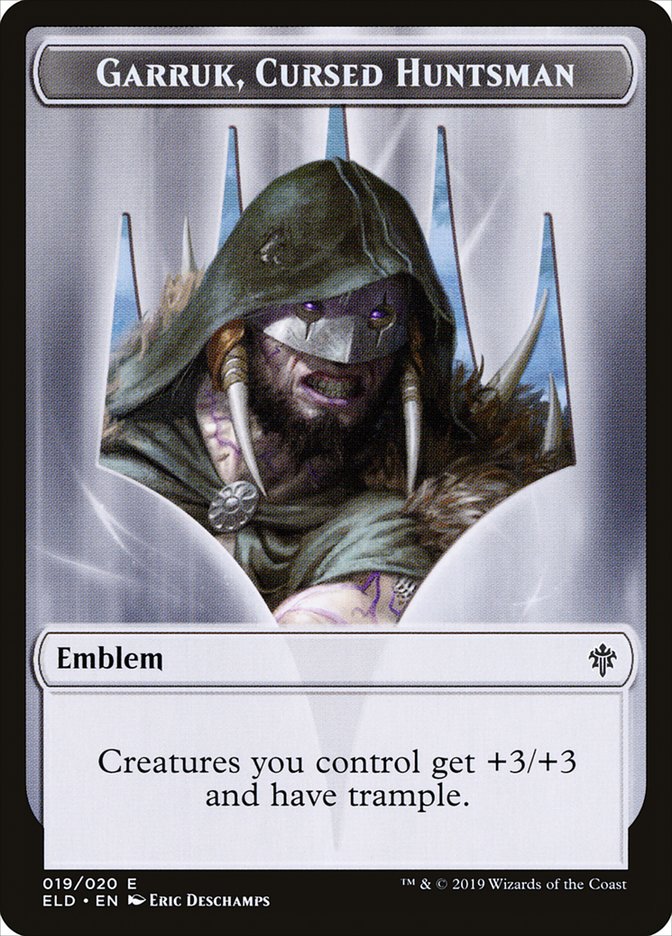 Garruk, Cursed Huntsman Emblem [Throne of Eldraine Tokens] | Exor Games Bridgewater