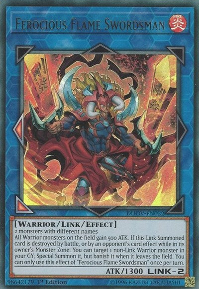 Ferocious Flame Swordsman [DUOV-EN032] Ultra Rare | Exor Games Bridgewater