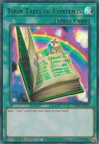 Toon Table of Contents (Green) [LDS1-EN069] Ultra Rare | Exor Games Bridgewater