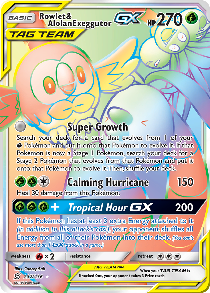 Rowlet & Alolan Exeggutor GX (237/236) [Sun & Moon: Unified Minds] | Exor Games Bridgewater