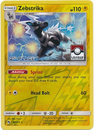 Zebstrika (82/214) (League Promo 2nd Place) [Sun & Moon: Lost Thunder] | Exor Games Bridgewater