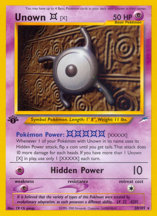 Unown [X] (30/105) [Neo Destiny 1st Edition] | Exor Games Bridgewater