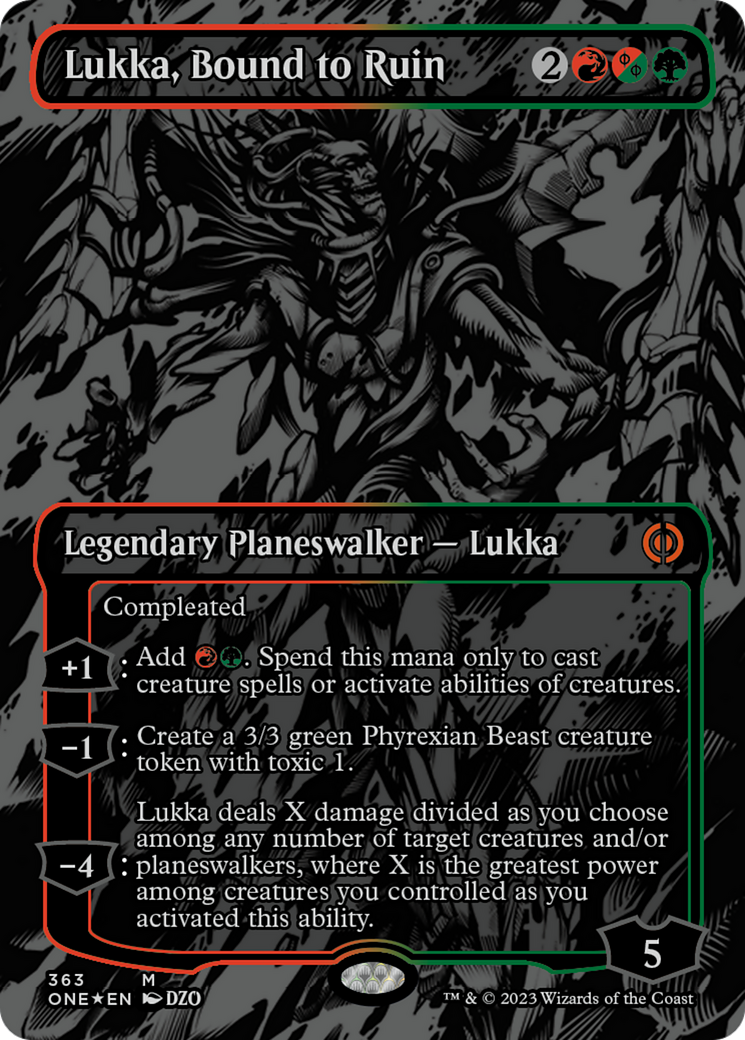 Lukka, Bound to Ruin (Oil Slick Raised Foil) [Phyrexia: All Will Be One] | Exor Games Bridgewater