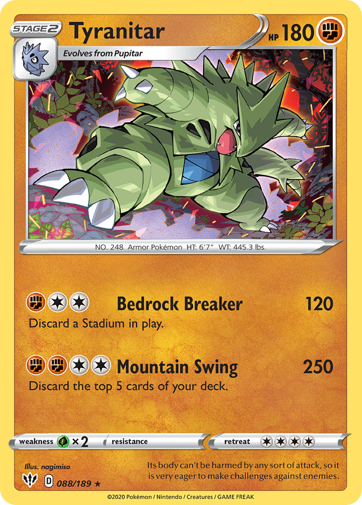 Tyranitar (088/189) [Sword & Shield: Darkness Ablaze] | Exor Games Bridgewater