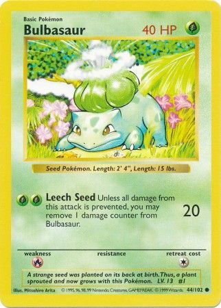 Bulbasaur (44/102) [Base Set Shadowless Unlimited] | Exor Games Bridgewater