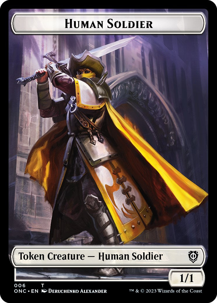 Human Soldier // Elephant Double-Sided Token [Phyrexia: All Will Be One Commander Tokens] | Exor Games Bridgewater