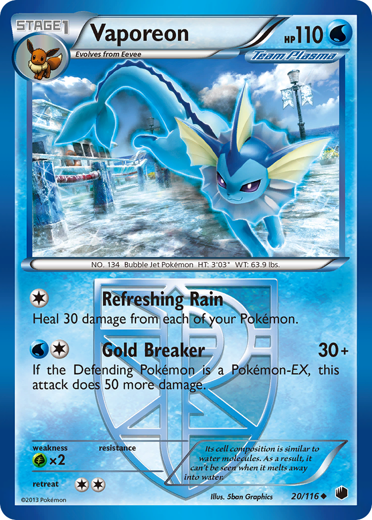 Vaporeon (20/116) [Black & White: Plasma Freeze] | Exor Games Bridgewater