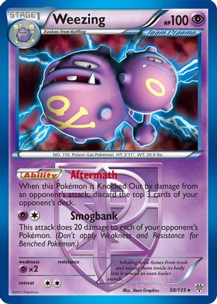 Weezing (58/135) (Theme Deck Exclusive) (Team Plasma) [Black & White: Plasma Storm] | Exor Games Bridgewater