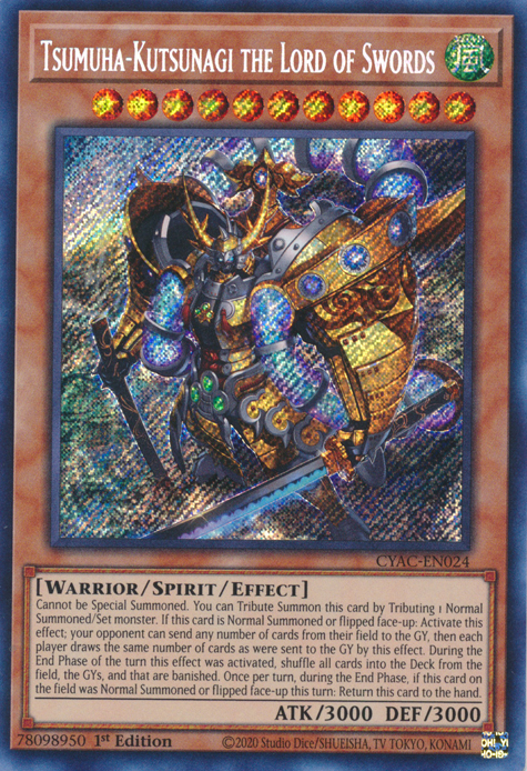 Tsumuha-Kutsunagi the Lord of Swords [CYAC-EN024] Secret Rare | Exor Games Bridgewater