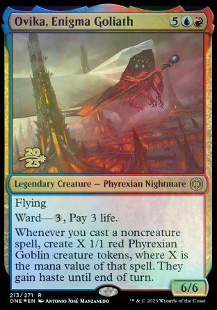 Ovika, Enigma Goliath [Phyrexia: All Will Be One Prerelease Promos] | Exor Games Bridgewater