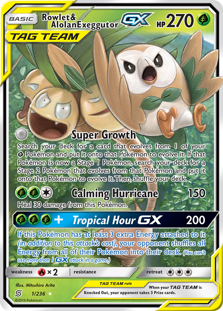 Rowlet & Alolan Exeggutor GX (1/236) [Sun & Moon: Unified Minds] | Exor Games Bridgewater