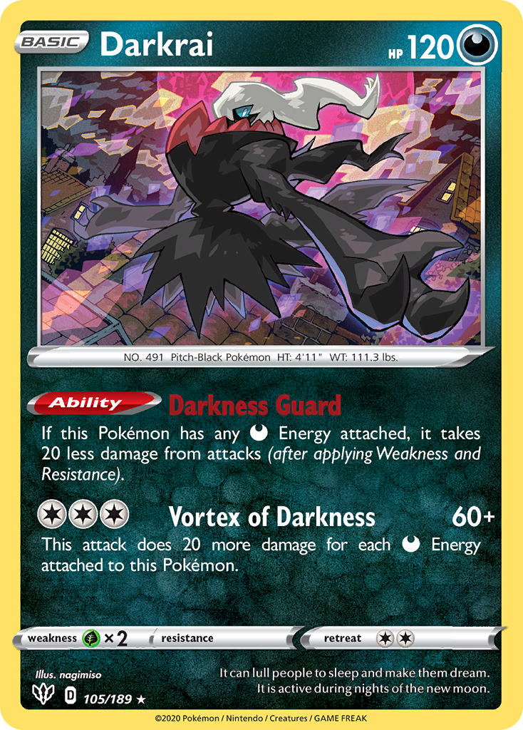 Darkrai (105/189) (Theme Deck Exclusive) [Sword & Shield: Darkness Ablaze] | Exor Games Bridgewater