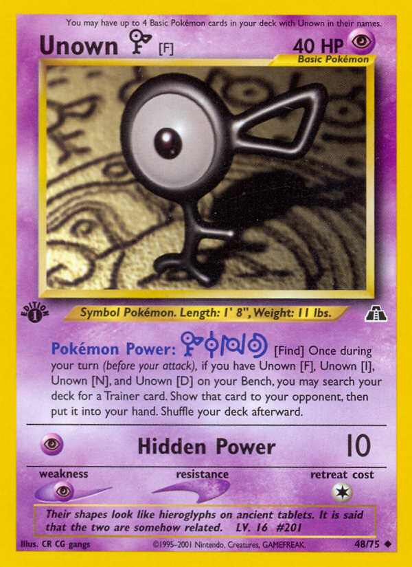 Unown [F] (48/75) [Neo Discovery 1st Edition] | Exor Games Bridgewater