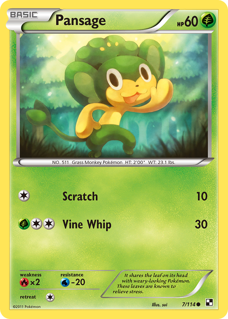 Pansage (7/114) [Black & White: Base Set] | Exor Games Bridgewater