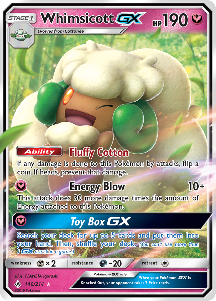 Whimsicott GX (140/214) [Sun & Moon: Unbroken Bonds] | Exor Games Bridgewater