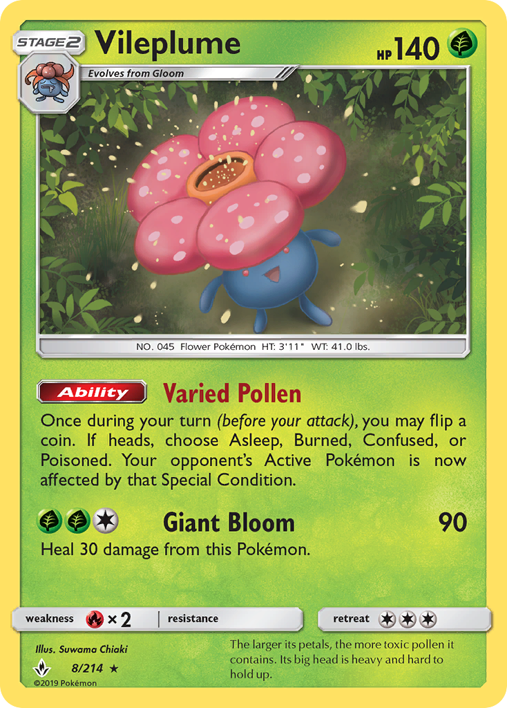 Vileplume (8/214) [Sun & Moon: Unbroken Bonds] | Exor Games Bridgewater