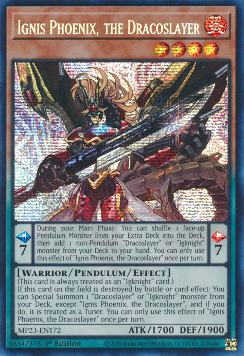 Ignis Phoenix, the Dracoslayer [MP23-EN172] Prismatic Secret Rare | Exor Games Bridgewater