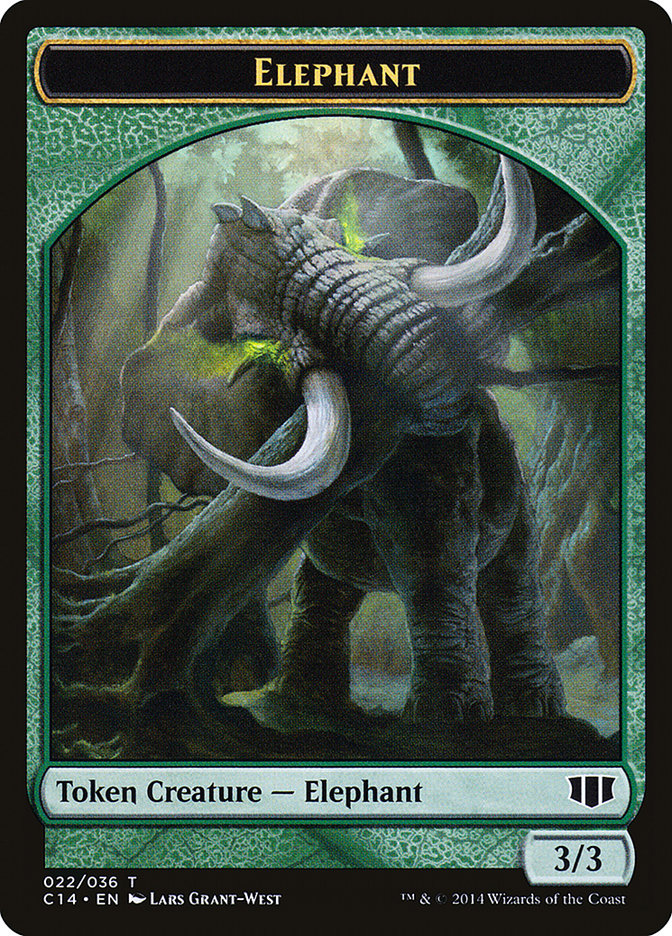 Elephant // Elf Warrior Double-sided Token [Commander 2014 Tokens] | Exor Games Bridgewater