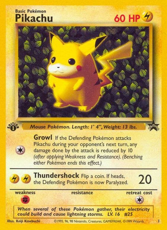 Pikachu (1) (1st Edition Misprint Promo) [Wizards of the Coast: Black Star Promos] | Exor Games Bridgewater