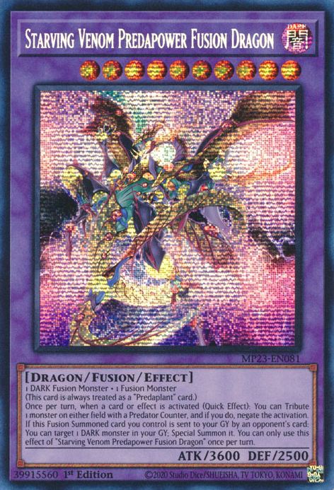 Starving Venom Predapower Fusion Dragon [MP23-EN081] Prismatic Secret Rare | Exor Games Bridgewater