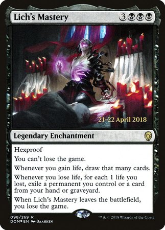 Lich's Mastery [Dominaria Promos] | Exor Games Bridgewater