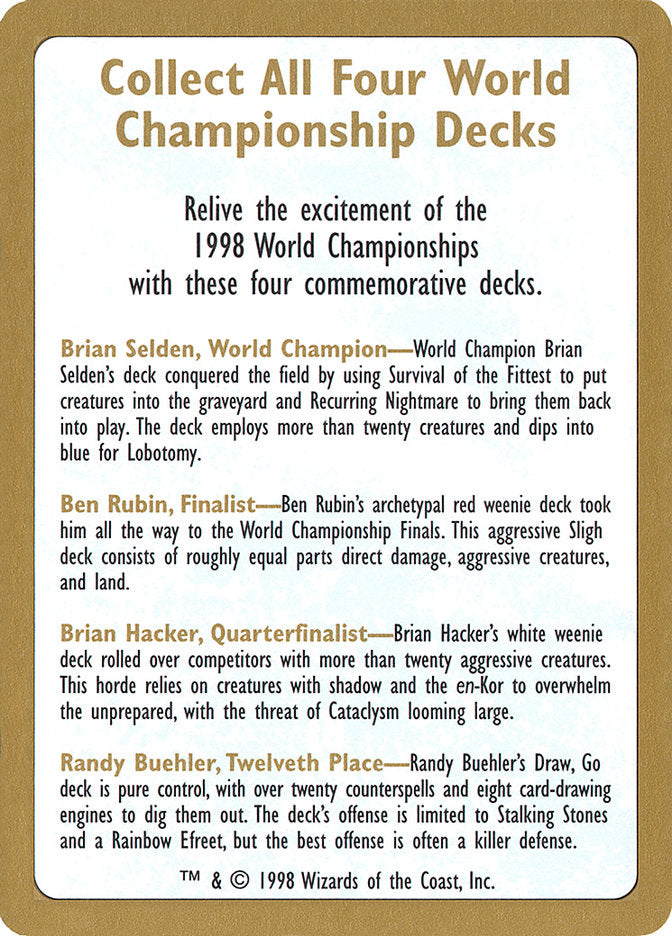1998 World Championships Ad [World Championship Decks 1998] | Exor Games Bridgewater