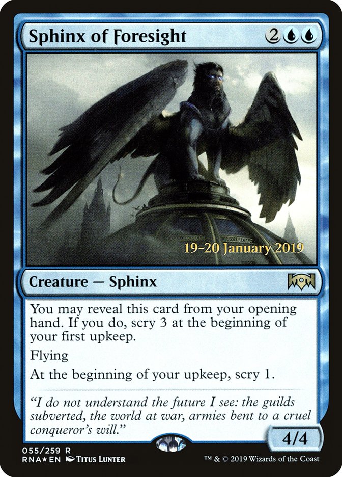 Sphinx of Foresight [Ravnica Allegiance Prerelease Promos] | Exor Games Bridgewater