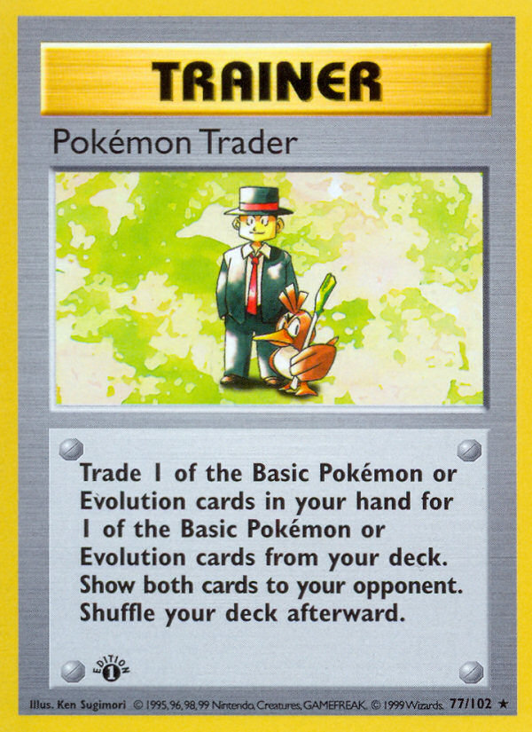 Pokemon Trader (77/102) (Shadowless) [Base Set 1st Edition] | Exor Games Bridgewater