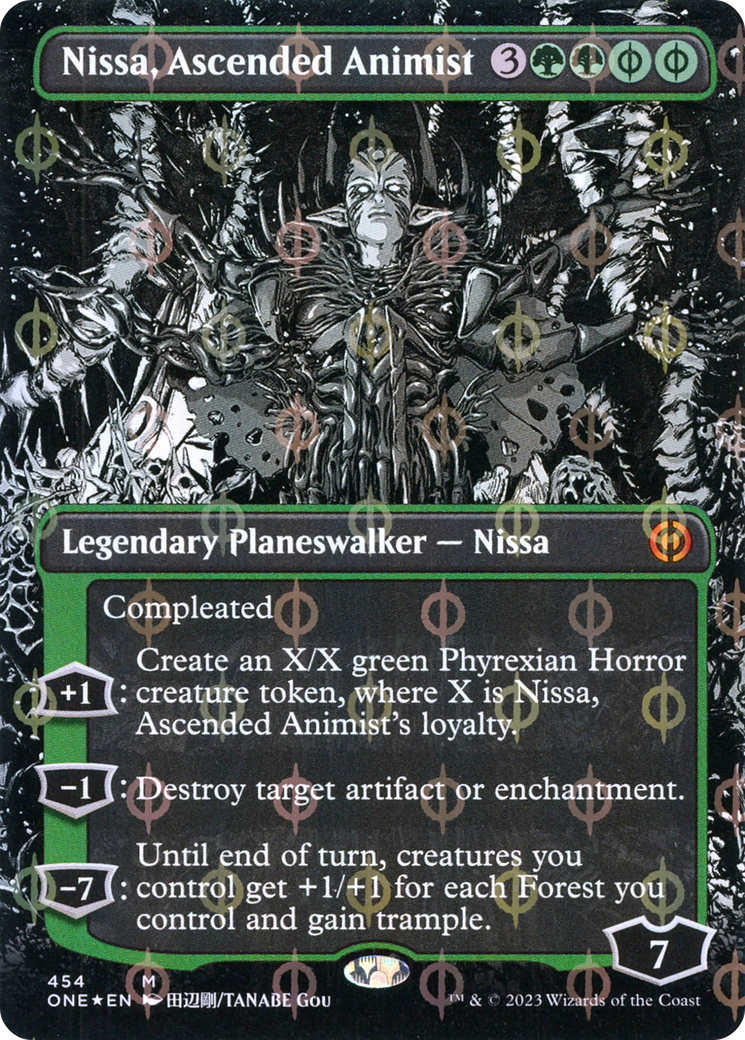 Nissa, Ascended Animist (Borderless Manga Step-and-Compleat Foil) [Phyrexia: All Will Be One] | Exor Games Bridgewater