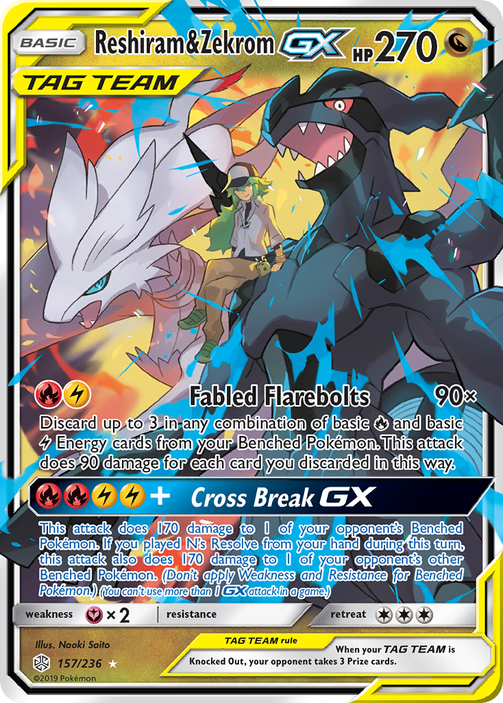 Reshiram & Zekrom GX (157/236) [Sun & Moon: Cosmic Eclipse] | Exor Games Bridgewater