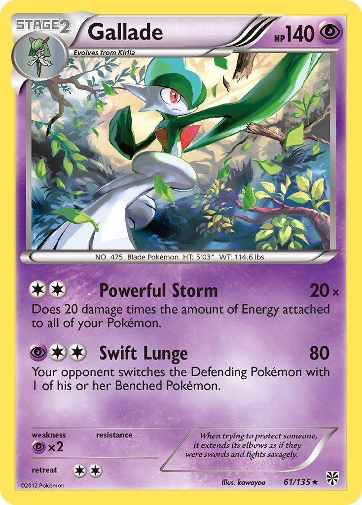 Gallade (61/135) (Cosmos Holo) (Blister Exclusive) [Black & White: Plasma Storm] | Exor Games Bridgewater