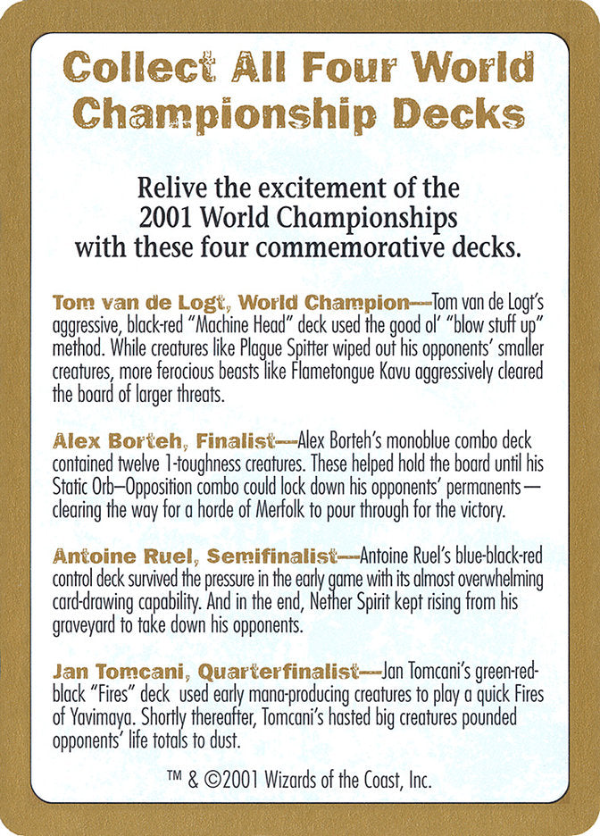 2001 World Championships Ad [World Championship Decks 2001] | Exor Games Bridgewater