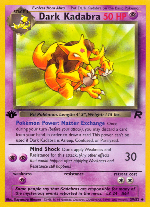 Dark Kadabra (39/82) [Team Rocket 1st Edition] | Exor Games Bridgewater