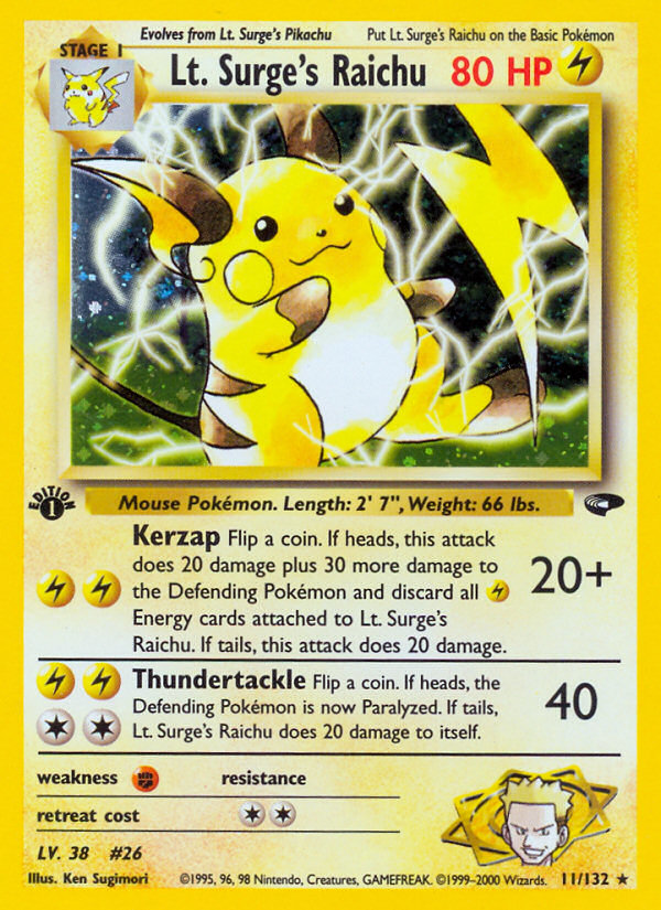 Lt. Surge's Raichu (11/132) [Gym Challenge 1st Edition] | Exor Games Bridgewater