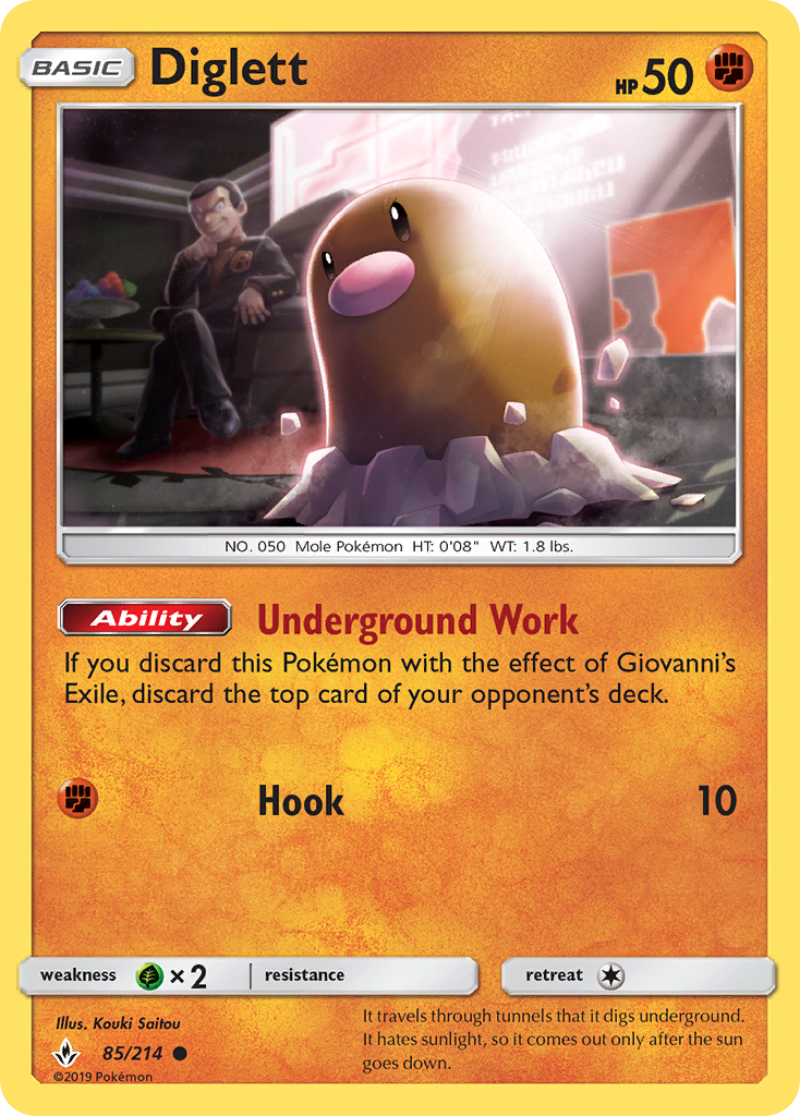 Diglett (85/214) [Sun & Moon: Unbroken Bonds] | Exor Games Bridgewater